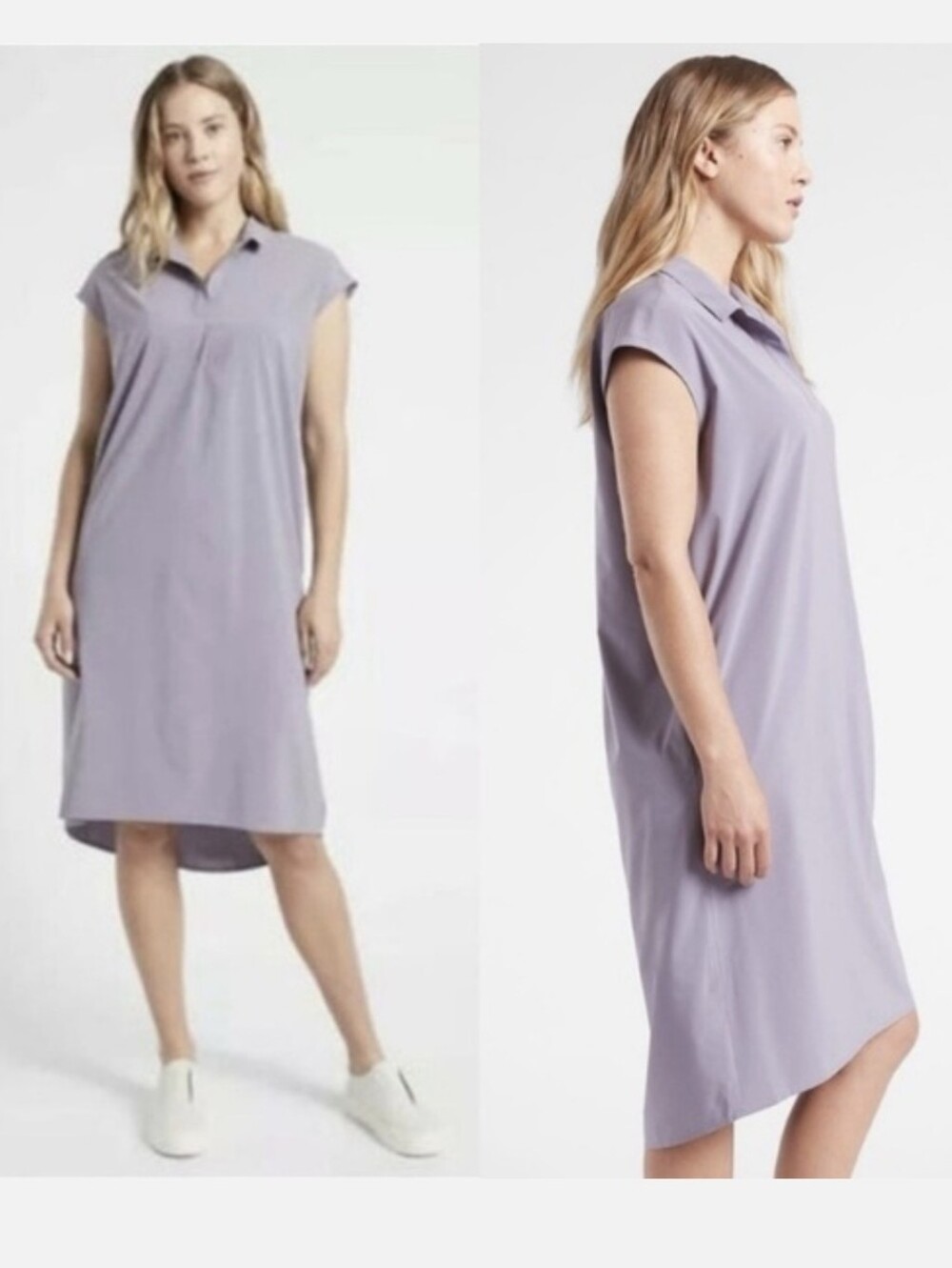 Athleta Daybreak Sleeveless Relaxed Fit V-neck Shift Dress with Pockets